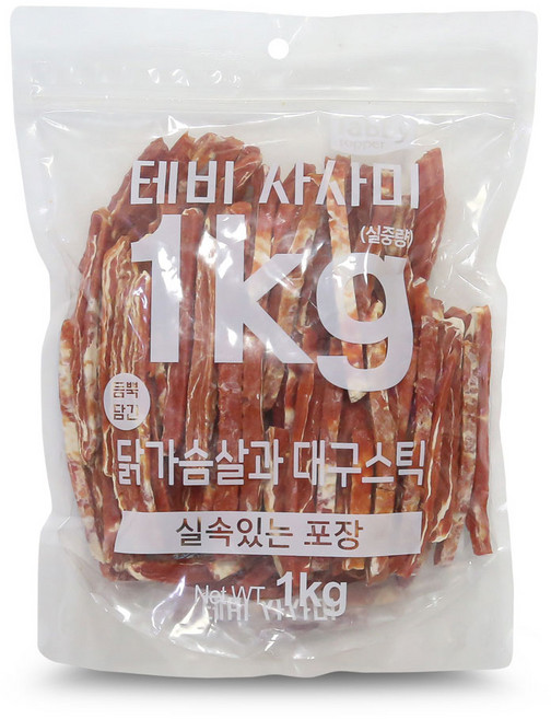 간식애진심 강아지 육포 오리고구마, 닭가슴살과 대구스틱, 1kg, 1개