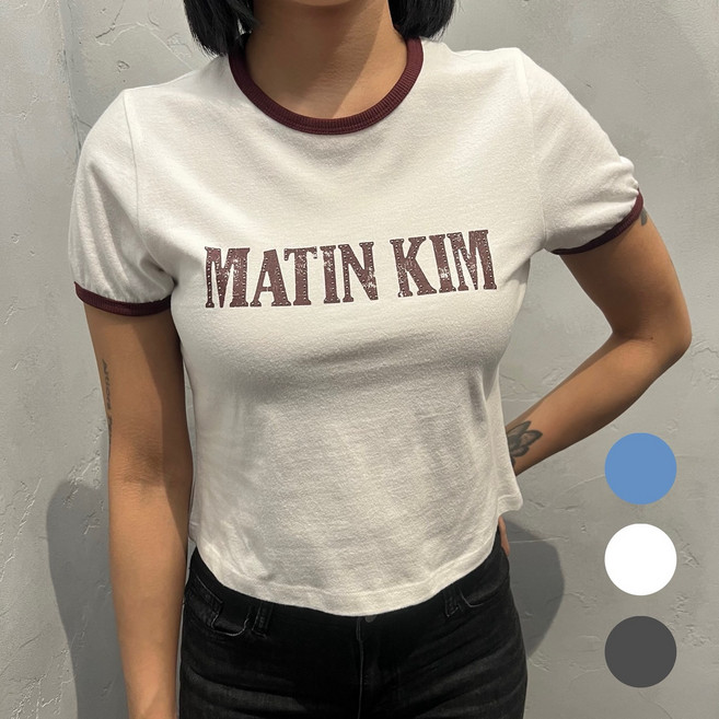 [국내매장판] 마뗑킴 반팔티 스터드 로고 링거 탑 기본티 MATIN KIM 마땡킴