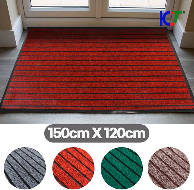 KCJ 현관매트 미끄럼방지매트 발판 바닥매트, 03. 라인매트 150cmX120cm 와인, 1개
