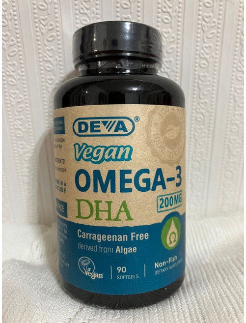美國 Deva omega-3 DHA/EPA素食魚油 90粒膠囊, 1個, DHA 200mg, 90顆