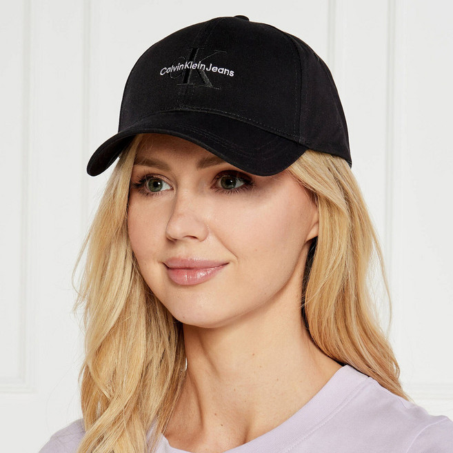캘빈클라인진 모자 여성용 모노그램 CK 자수로고 볼캡 블랙