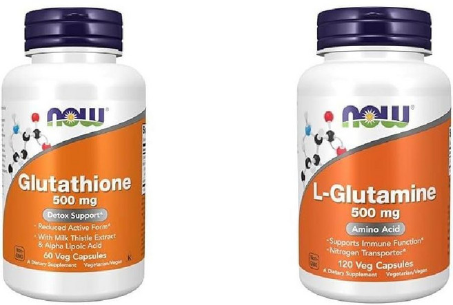 NOW Supplements 글루타치온 500mg 베지 캡슐 보충제 60정 L-글루타민 질소 수송체, 1개