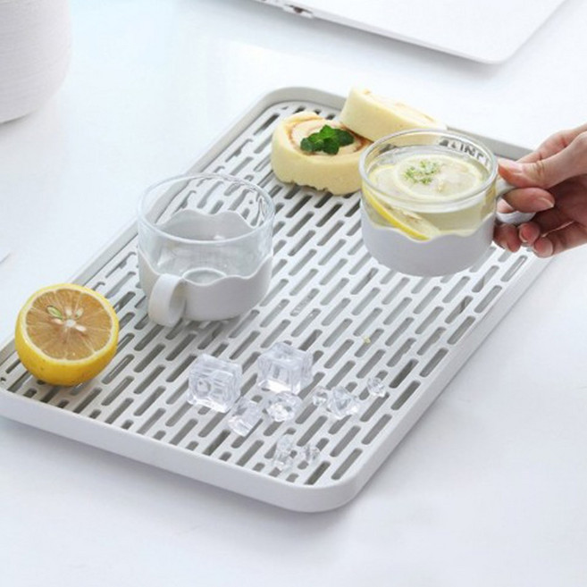 리브노드 미니 식기 건조대 자동 물빠짐 트레이 컵 텀블러 거치대 싱크대 설거지 좁은 주방 정리, 1개, 소형 트레이, 1단