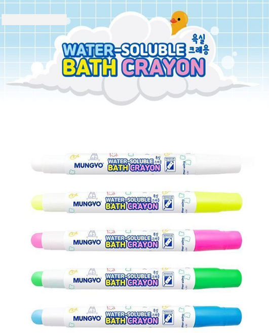 문교 워셔블 욕실 크레용 수용성 목욕 타일 거울 유리 크레파스, 12개, 5색