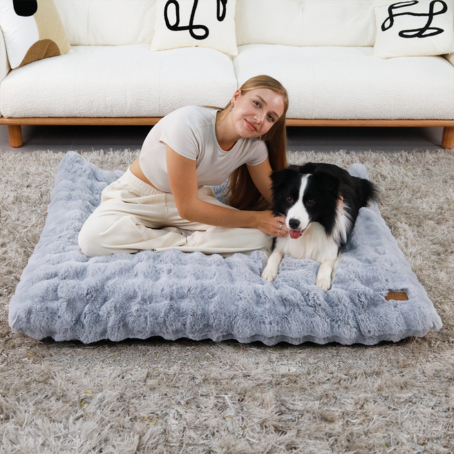 BingoPaw 강아지 방석 M-4XL 폭신 방석 하우스 방석 사각벙석 와플방석 커버분리 그레이, 그레이(GY), 1개