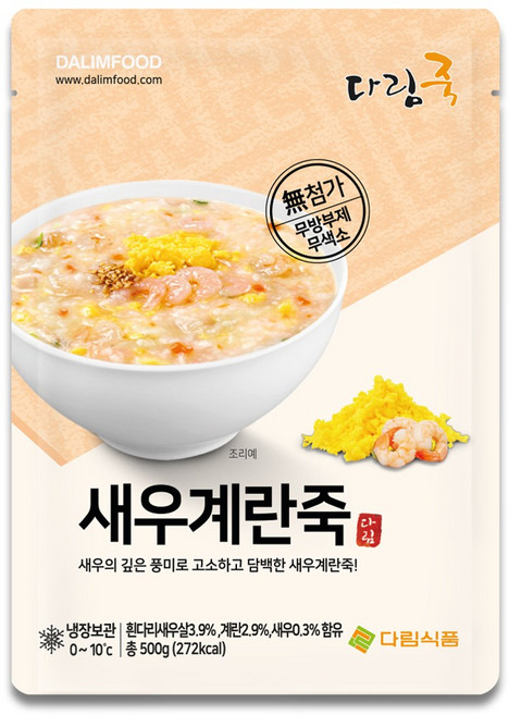 다림죽 새우계란죽, 5개, 500g