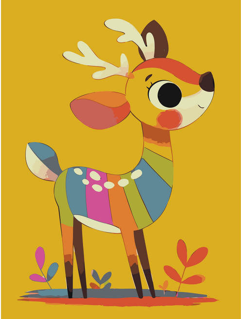 코지하루 DIY 명화그리기 유화 그림 그리기 아크릴화 알록달록 애니멀즈, 아기사슴 30x40 (T166), 1개