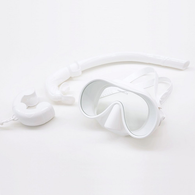 투랩 성인용 일안식 스노클링 마스크 세트, 화이트