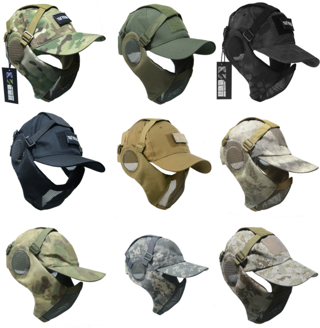 [중제] 서바이벌 전술 모자+마스크 세트 안면 보호 와이어 마스크 캡모자 위장 카모 보호대, 9. AOR, 1개