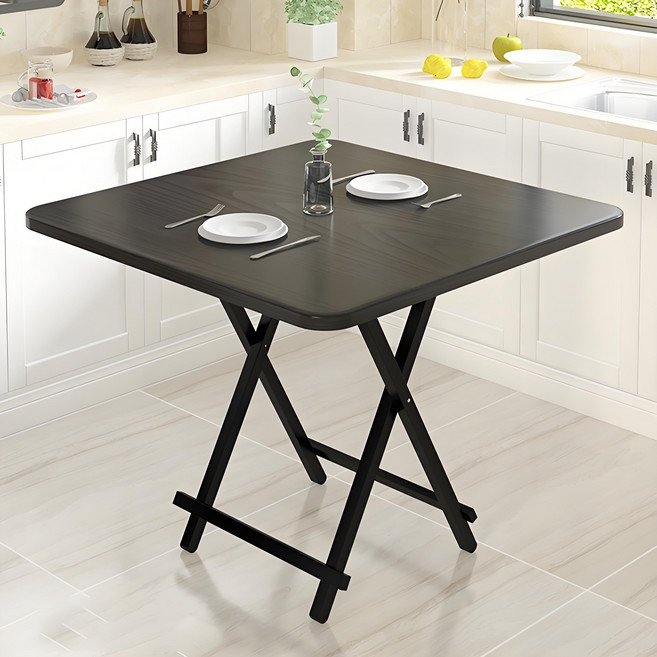 시스슈 다용도 접이식 식탁 심플 스퀘어 가정용 식탁, 4인용, 블랙