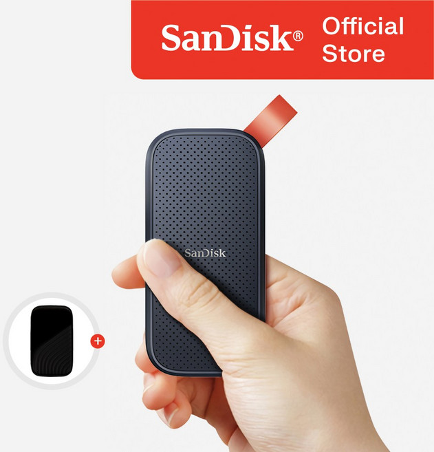 샌디스크 외장SSD 포터블 E30 대용량 고성능 + 보관 케이스 패키지, 2TB, 블랙