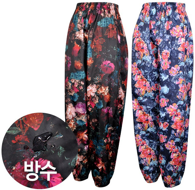 여자 국내생산 꽃 발수코팅 방수작업 바지 작업복바지 방수 땀복