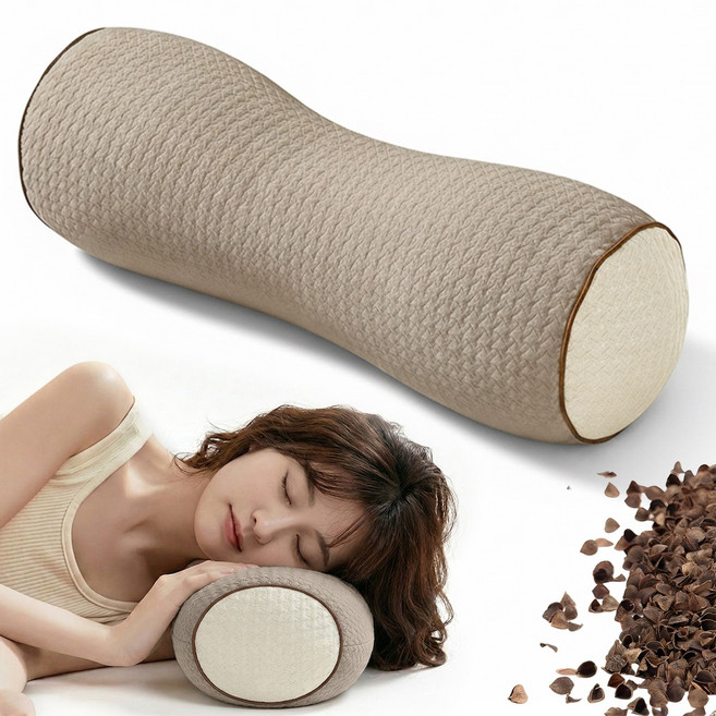 Kemei 메밀베개 목베개 수면용 통기성 좋은 편안한 베개, 1개, 브라운