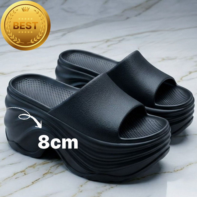 DURNDURN 여성 키높이 8CM통굽 웨지 슬리퍼