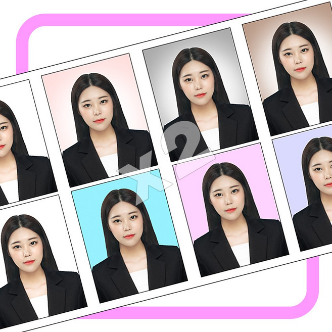 셀프 증명사진 [18매]인화 컷팅 재단 기본보정 포함 여권사진 주민증 면허증 사원증 비자 취업 정장합성, 5.미국(인도)비자(5x5)