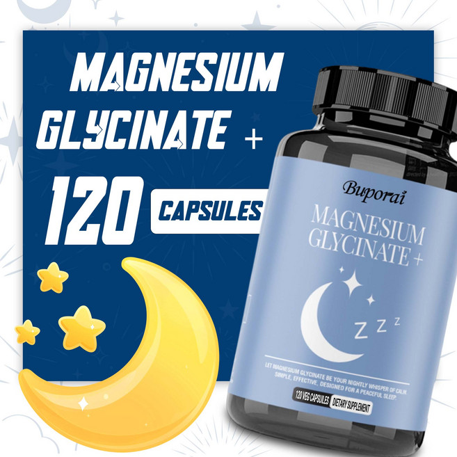 고흡수성 마그네슘 글리시네이트 1회 제공량당 500mg 근육 심장 신경 뼈 및 수면 지원을 위한 건강 보조 식품 비GMO 비건 글루텐 및 대두 무첨가, 1개, 60정