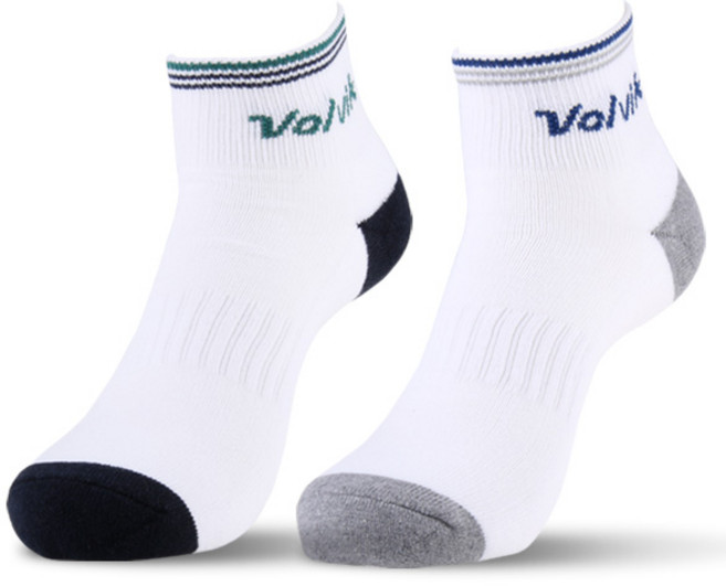 볼빅 남성용 스포츠 골프 양말, 화이트 + 그린 + 화이트 + 블루, 2개