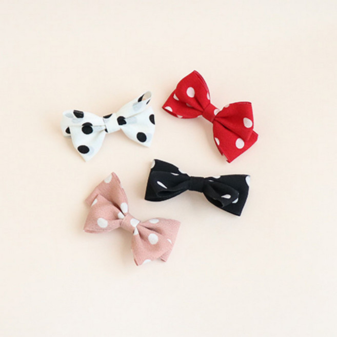 하라로이 여아헤어핀 쫑긋엠보도트 리본집게핀