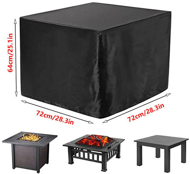 BBQ 액세서리 파이어 및 스퀘어 피트 방지 방수 변색 210T 커버 파티오 자외선 테이블, 72x72x64cm, 1개
