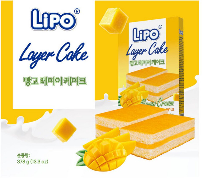 리포 망고 레이어 케이크, 1박스, 378g