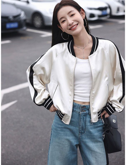 Neirny 여성 야구 자켓 봄 가을 프렌치 심플 숏 점퍼 캐주얼 야구복 간절기 데일리 패션 빈티지 아우터