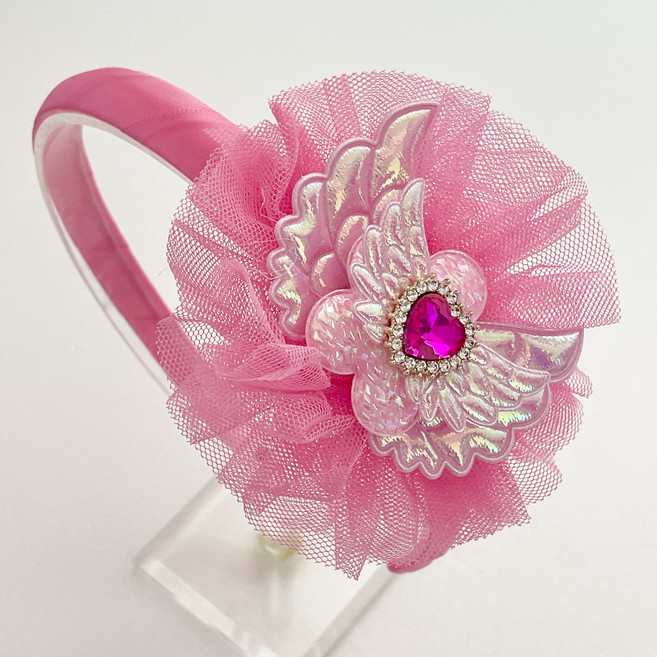 스위티영 하츄핑 엔젤 하트 보석 날개 망사 머리띠