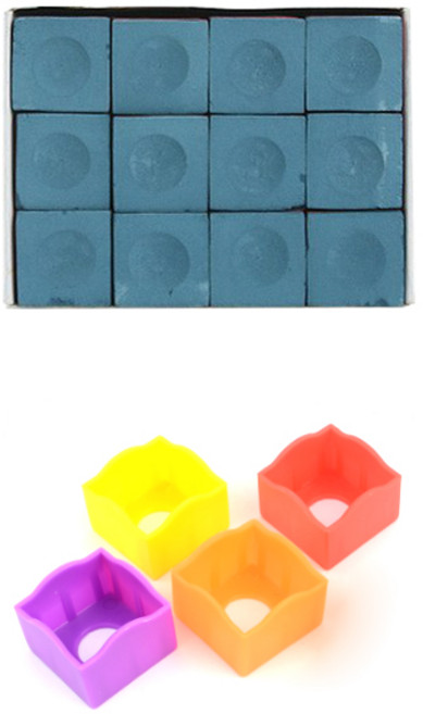 빌리빌리지 당구 초크 12p + 실리콘 초크케이스 4p 세트, 초크12개 + 초크케이스4개, 1개