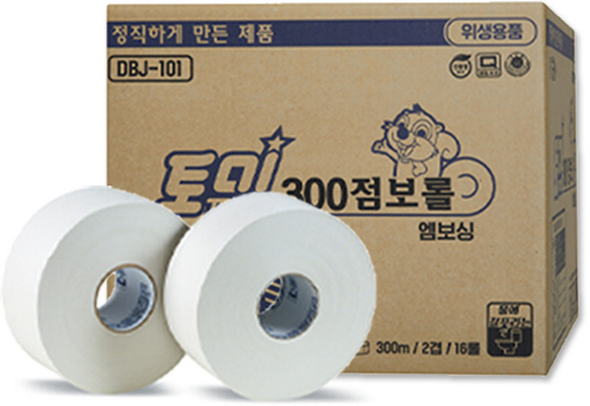 동방제지 토미 점보롤 화장지 300m 16롤 2겹 DBJ-101, 1개, 16개입