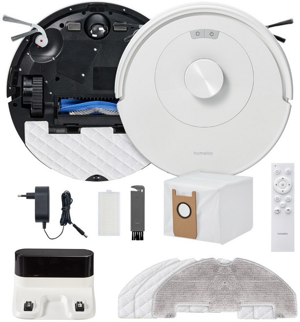 [신제품] 홈리아 로봇청소기 스마트 물걸레 청소 강력 흡입 자동충전, 화이트