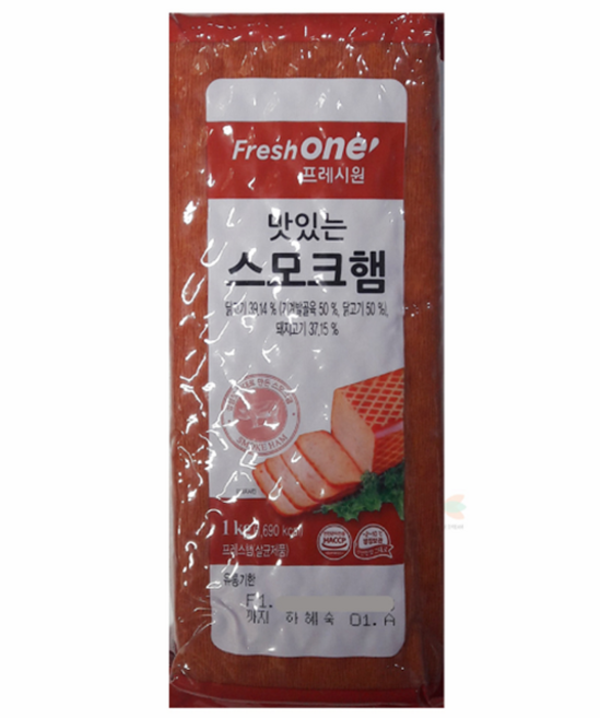 CJ 프레시원 맛있는 스모크햄 1KG 업소용햄 샌드위치가게 식당용스모크햄, 1개