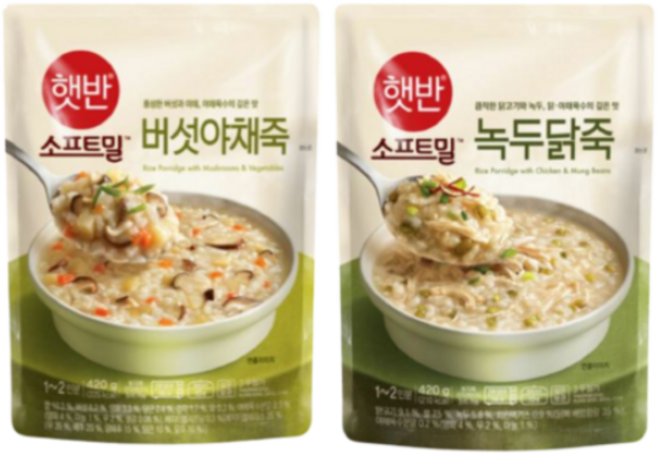 비비고 녹두닭죽x3 + 버섯야채죽x3, 1세트, 420g