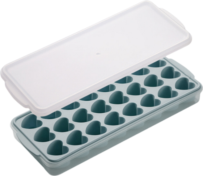 가정용 식품 등급 하트 실리콘 얼음틀 얼음트레이 아이스트레이 24구 뚜껑포함, 푸른 색, 1개