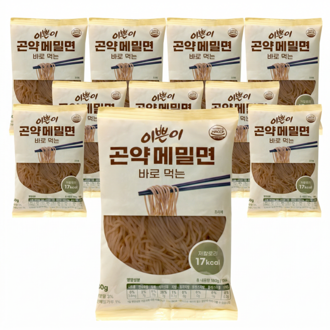 이쁜이표 저칼로리 저당 바로먹는 곤약메밀면, 10개, 180g
