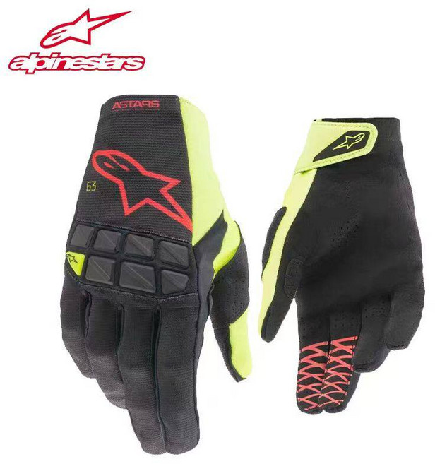 알파인스타 남녀공용 오토바이 라이딩 장갑 사계절 레이싱 바이크 오프로드 터치불가, 블랙 그린