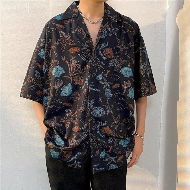 古巴領寬鬆短袖襯衫