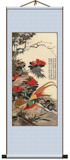 中式風景國畫九魚圖鴻運當頭絲絹布無框卷軸裝飾掛畫, 003,35*90釐米