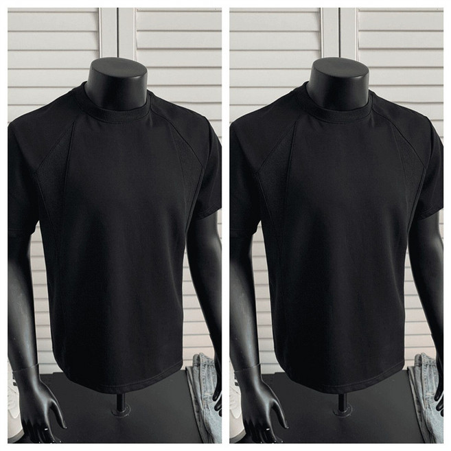 ANYOU 남성 라운드넥 정숄더 반팔 여름 슬림핏 티셔츠