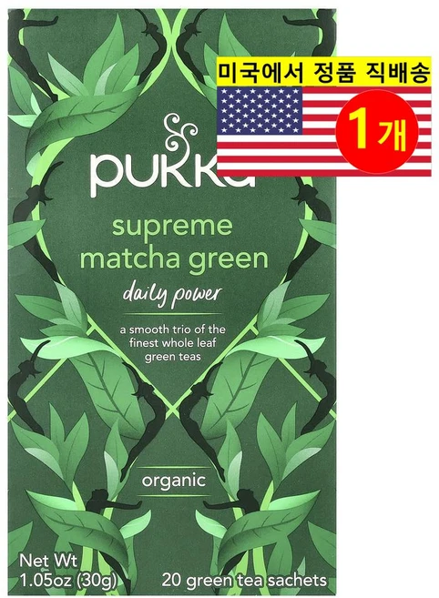 Pukka Herbs 오가닉 허브 슈프림 마차 그린 티 20개입 30g 1개 - 쿠팡