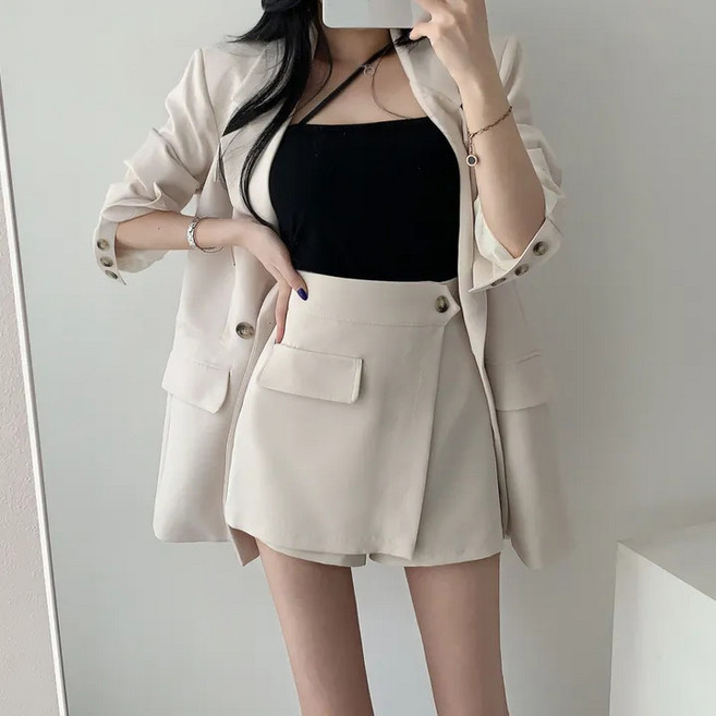 JQS 오피스룩 캐쥬얼 정장 치마 반바지 자켓 세트 1268