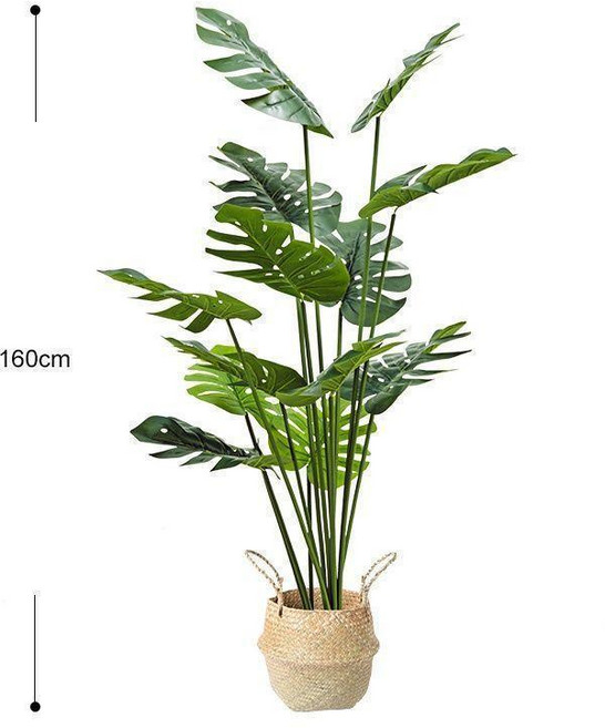 北歐ins風仿真龜背竹盆栽擺件, 1.6米龜背竹大肚花籃, 1個