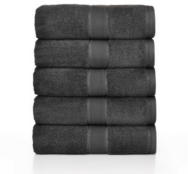 록신 프리미엄 호텔수건 레이온 40수 180g 40x90 부드럽고 항균력 좋은 수건 욕실용 가정용 선물용 다용도 고급 타올, 5개, 진회색