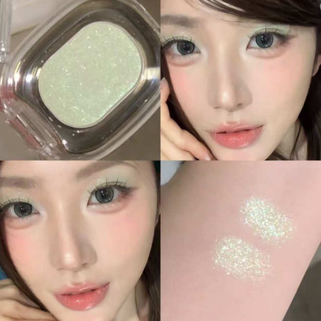 싱글아이섀도우 애교살글리터 펄 톤업 스트로빙 하이라이터 다기능 섀도우팔레트, 1개, 02#민트그린