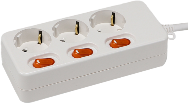 신성전기 멀티코드 개별 스위치 3구 1.5M 16A 멀티탭 KC제품, 150cm, 화이트, 1개