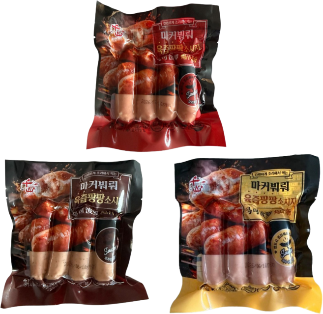 HACCP 육즙 팡팡 소세지 오리지널+후추맛+옥수수맛, 1세트, 600g