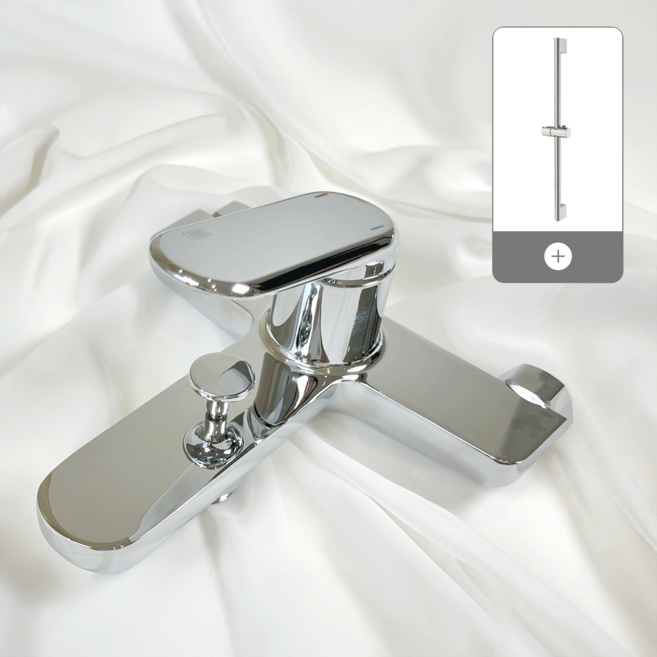 샤워겸용 욕조수전 호텔 욕실 샤워기 수전 크롬, 크롬 라운드 샤워겸용 욕조수전, 1개