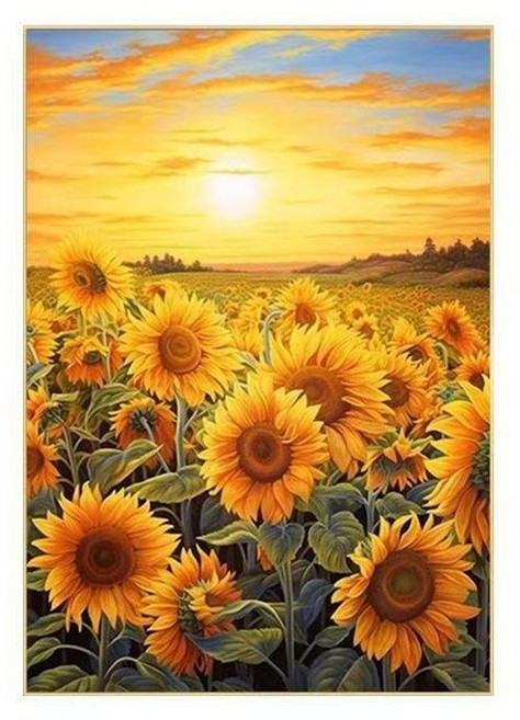 보석십자수 DIY 재물 운 해바라기 40X60cm 액자미포함, 1개, 혼합색상