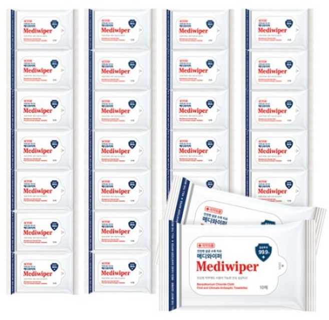 대용량 손소독 및 피부소독 무알콜 무자극 메디와이퍼 80매 24팩(1박스) 99.9% 살균효과