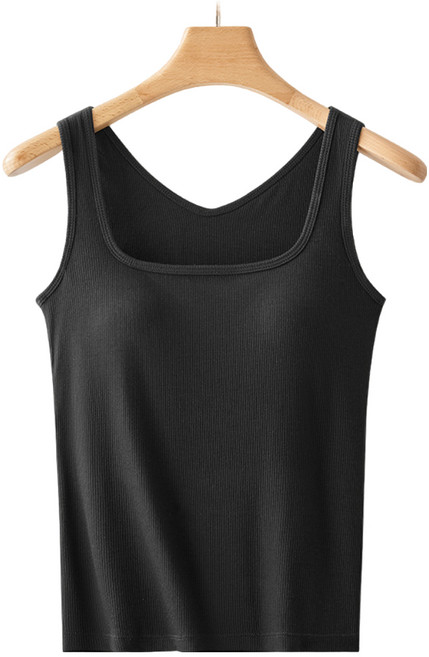 미브레 도톰한 골지 스퀘어넥 캡내장 민소매 나시 U타입