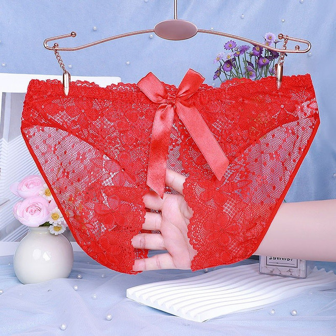 【實體店面現貨】性感蕾絲內褲 開襠內褲 誘惑火辣 情趣內褲 透氣 634, 紅,L