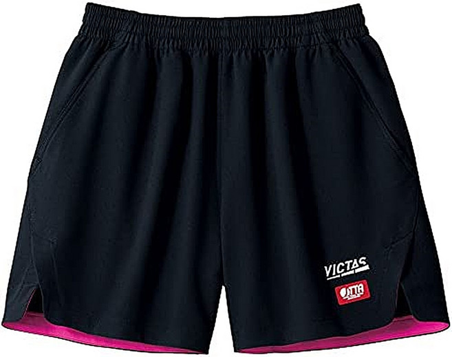 빅타스 반바지 / 인사이드 햄 컬러 팬츠 (블랙/핫핑크)